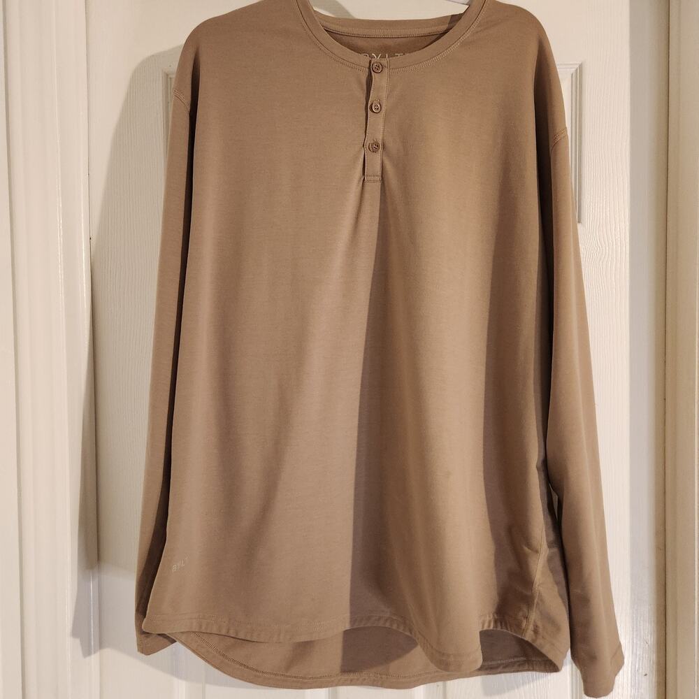 BYLT Drop Cut Long Sleeve Shirt Bylt Taupe Stretch Golf Performance XXL